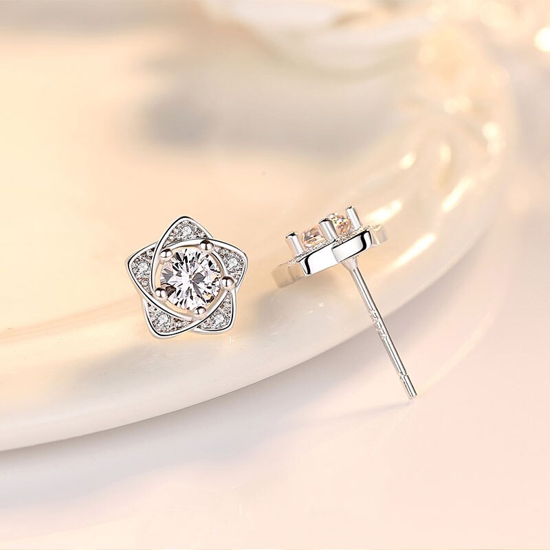 Anenjery Heißer Silber Farbe Mikro CZ Sterne Lila Weiß Zirkon Ohrringe Für Frauen boucle d'oreille S-E586