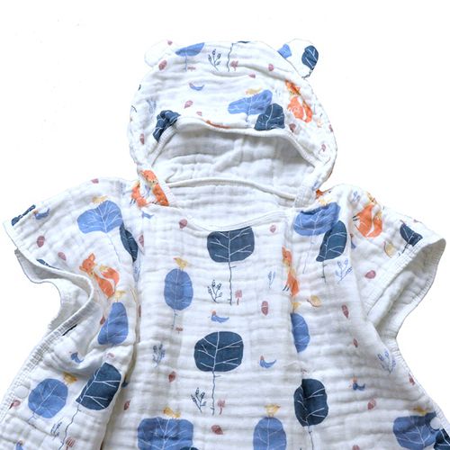 Muslin bomull baby badhandduk barn strand handduk cape mantel ins mönster för flickor pojkar: Räv