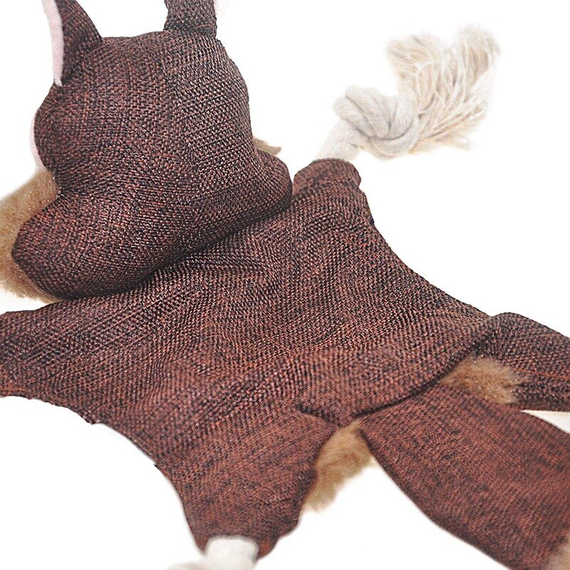 Stuffless Dog Toys for Puppy, Crinkle Squeaky Dog Chew Toys Squirrel Plush Dog Toy with Rope Knots for Small Dogs