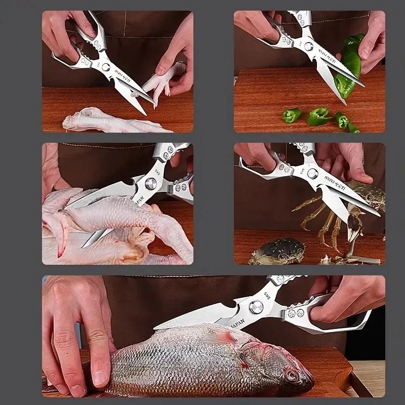 Tijeras de cocina multifunción, tijeras para huesos de pollo, acero inoxidable SK5, tijeras para matar pescado, verduras y carne, herramientas de cocina