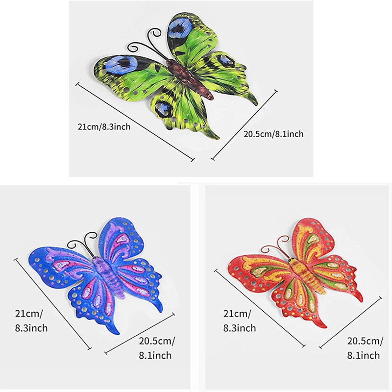 3 Pcs Metal Vlinders, Tuin Hek Decoraties, Metalen Vlinder Wall Art Voor Indoor En Outdoor, Vlinders Ornament