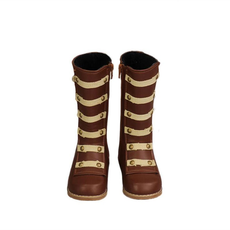 Botas de cuero hasta la rodilla para niños, zapatos de cuero de , remaches, estilo metálico, geniales, de felpa cálida, fondo suave