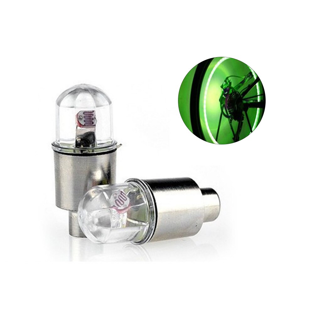 2Pcs Led Ventiel Licht Auto Accessoires Fiets Car Auto Waterdicht Jeugdige Fietsen Oefening: green