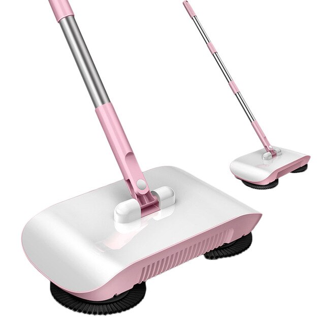 Balayeuse à main Non électrique facile balayage manuel 360 degrés rotatif Machine de nettoyage outil de balayage: Rose