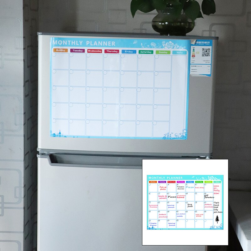 Magnetisk månedlig & ugentlig planner whiteboard køleskabsmagnet fleksibel tavle 29.7 x 42cm