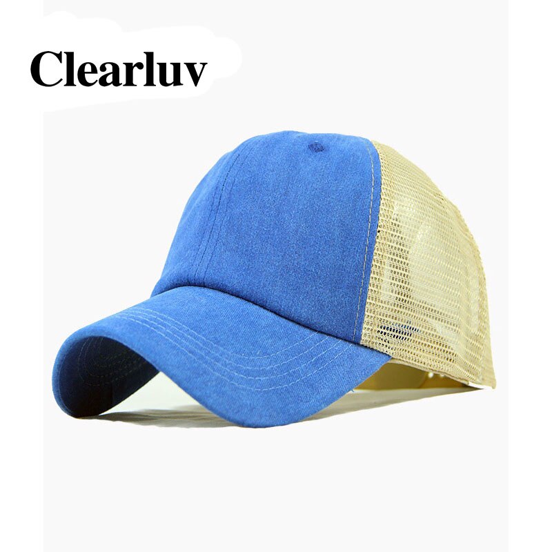 Unisex mode baseball kasket mænd kvinder snapback hat hip-hop justerbar ensfarvet kasket udendørs klatring baseball kasket trucker cap: Blå