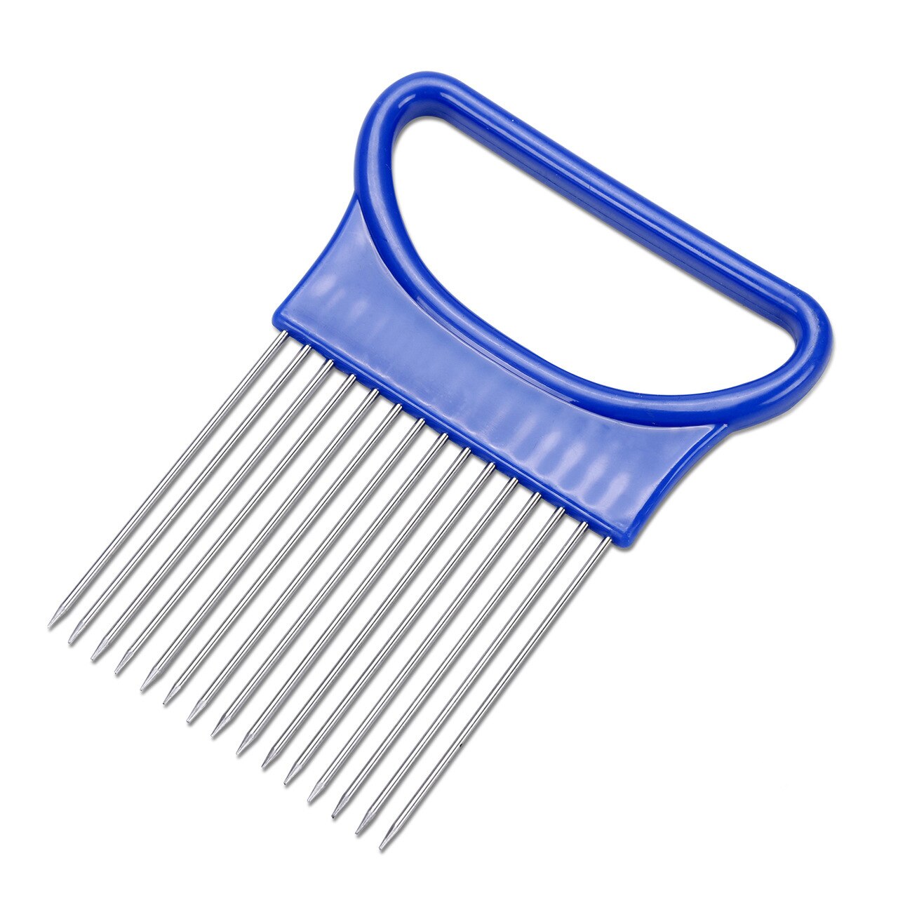 Vegetables Potato Slicer For Cutting Utensils Onion Shredder Tomato Onion Fruit Cutter Safe Aid Holder Kitchen Accessories Tools: 1onion needle -blue