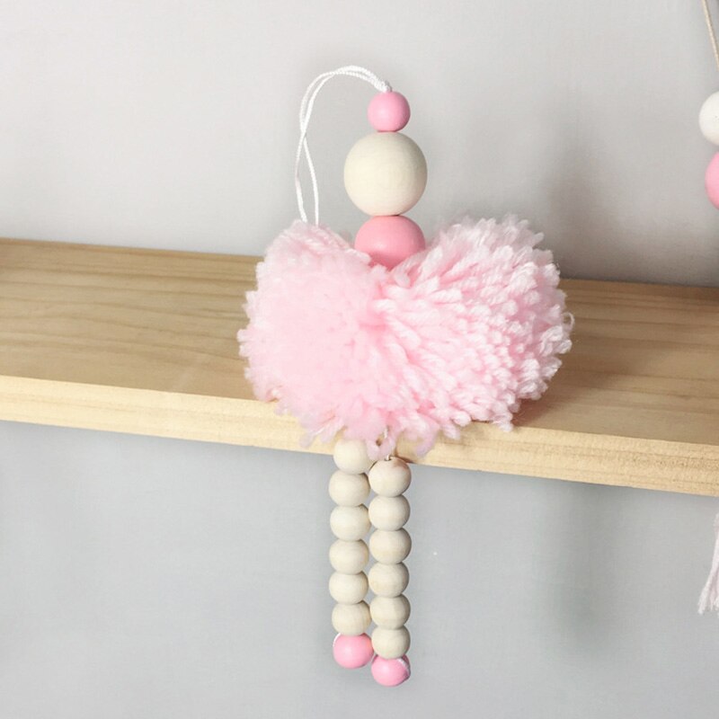 Décoration suspendue danseuse Ballet de Style nordique | Perles en bois, décor de chambre de fille, ornement de tente pour bébé et pépinière, accessoires photos: pink