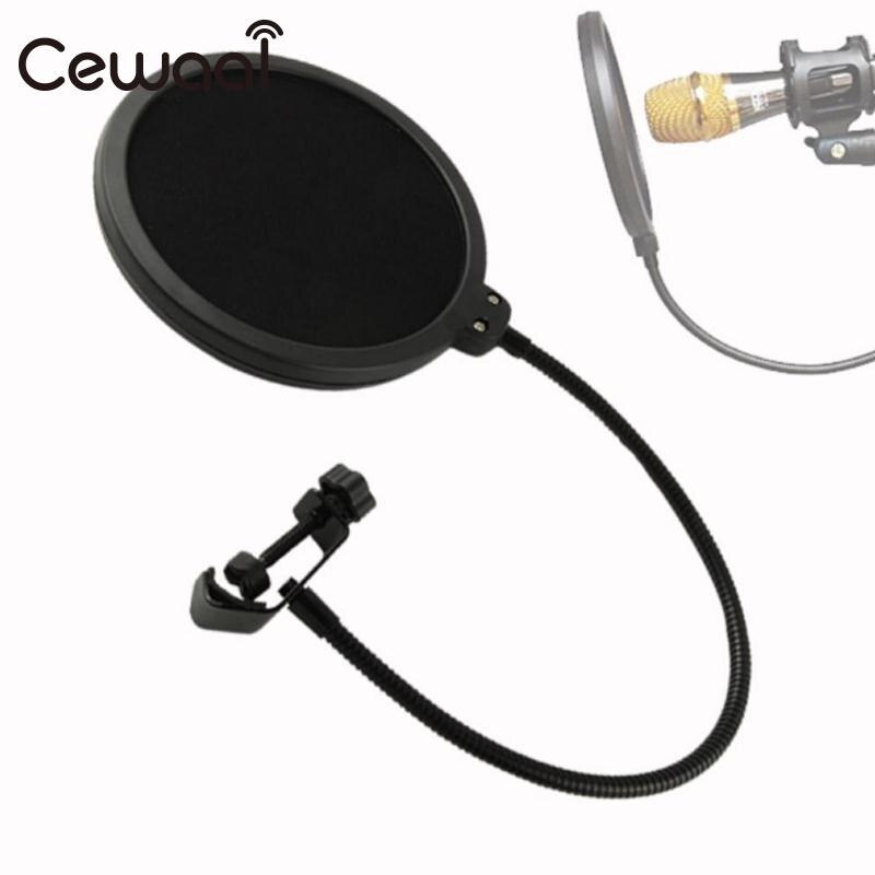 Cewaal sort fleksibel studiemikrofon vindskærm mic pop filter skjold til taletilbehør