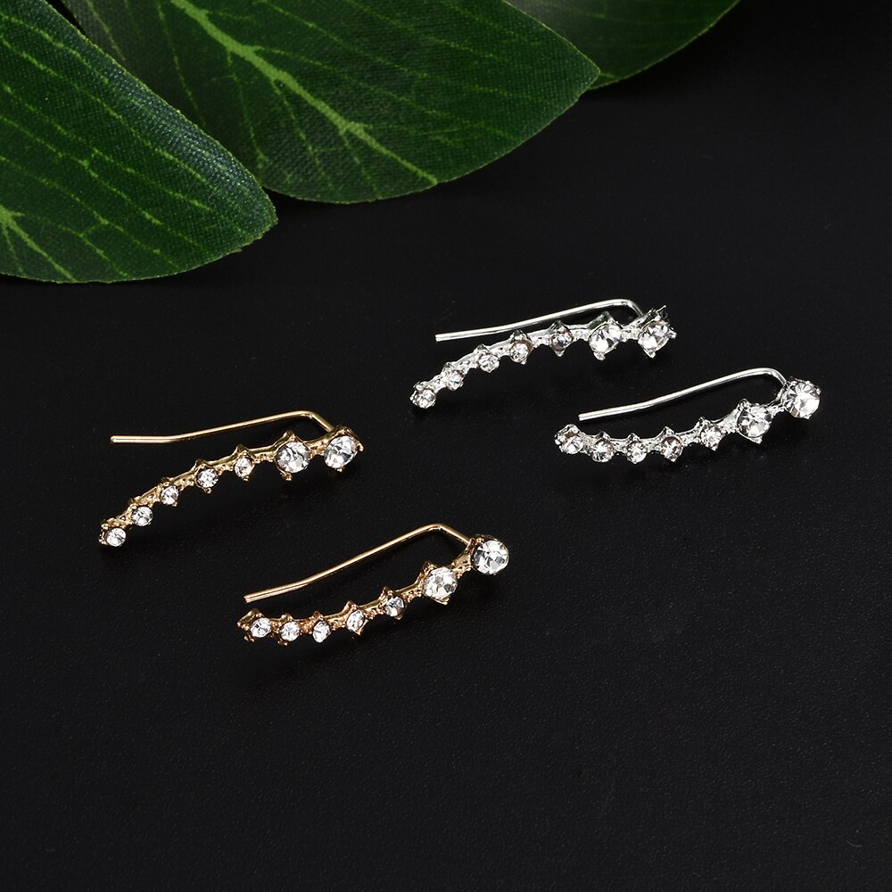 1pair rhinestone ear cuff Wrap earring gold piercing ears clips cartilage statement clip earring for women pendientes