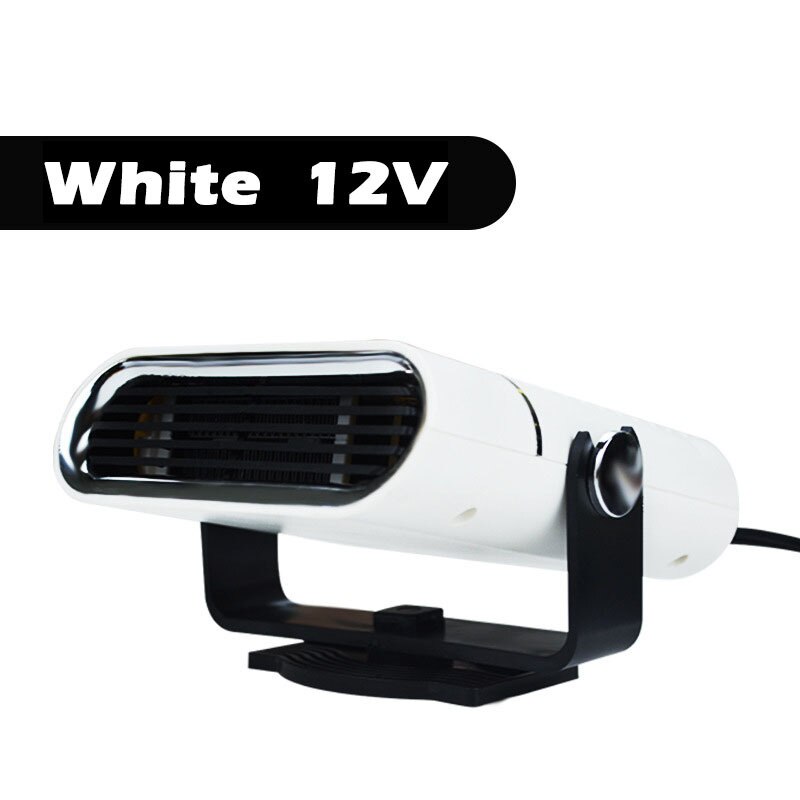 Calentador eléctrico portátil para coche, dispositivo de calefacción de 120W y 12V/24V, con ventilador de refrigeración, Descongelador de viento y nieve, para invierno: White 12V