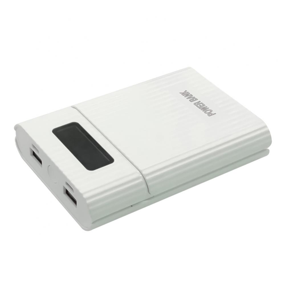 4 Slot 18650 Battery Charger LCD Display DIY Mobile Power Bank Case Enclosure: White