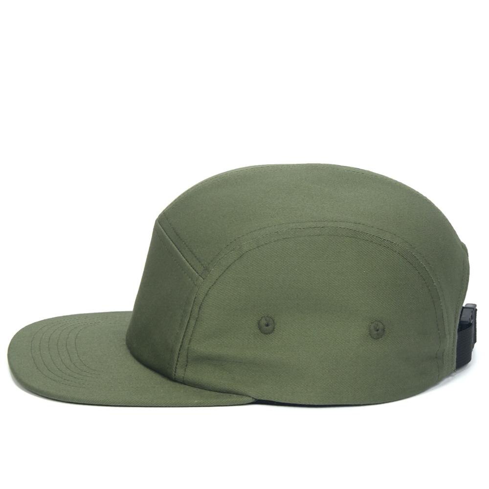 DongKing 5 Panels Cap Short Brim Hat Flat Bill Cotton Blank Camping Hats Solid Colors Low Crown Classic Adjustable: Olive