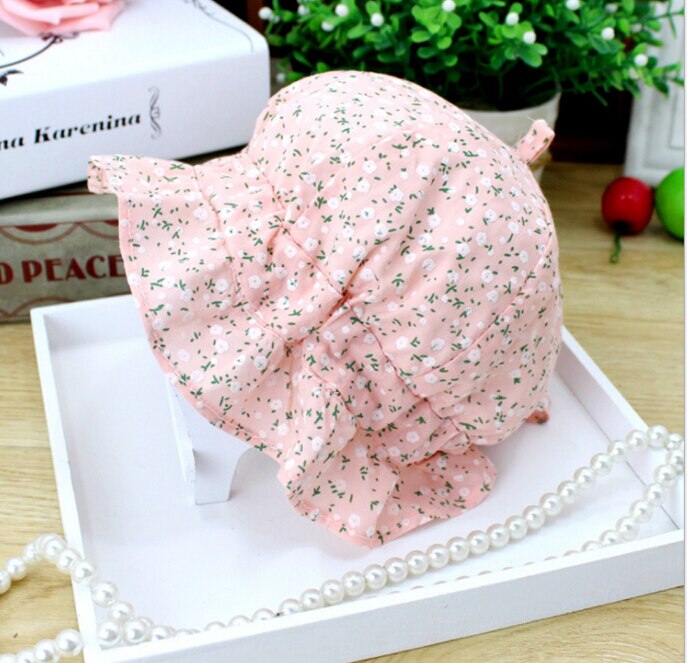 Summer Newborn Baby Girl's Kids Princess Infant Flower Sun Cap Cotton Adjustable Outdoor Bucket Hat 4 Colors