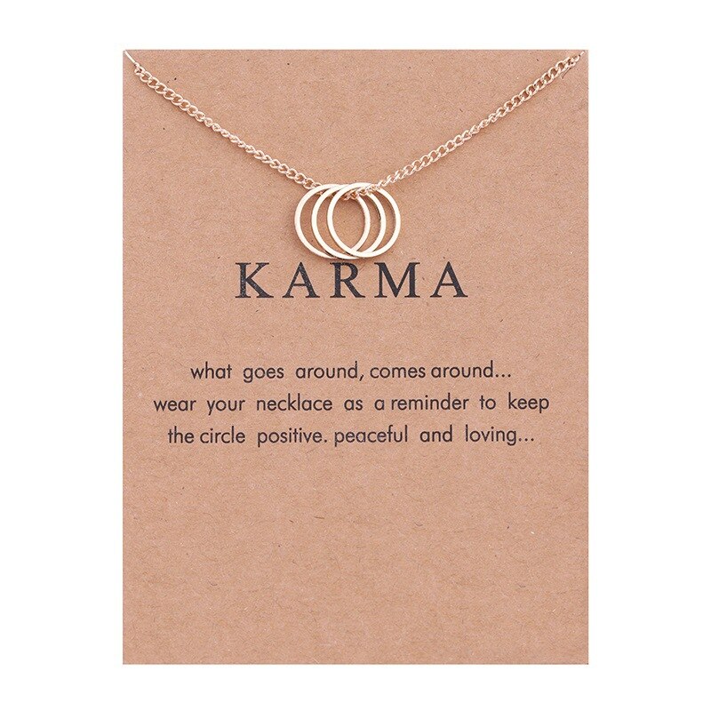 Karma Gold-color Three Circle Necklace: gold card gold