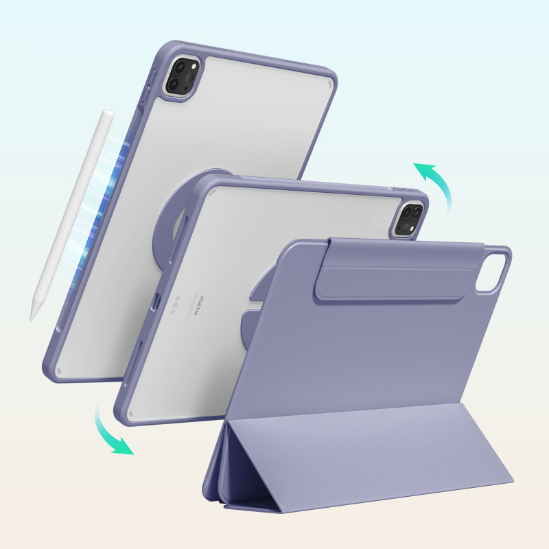 For iPad Air 11 10.9 Pro 11 13 inch Magnetic Case for iPad Mini 6 7 10.2 9th 8th 7th Gen Rotate 360°Detachable Back Case: twelve / PURPLE