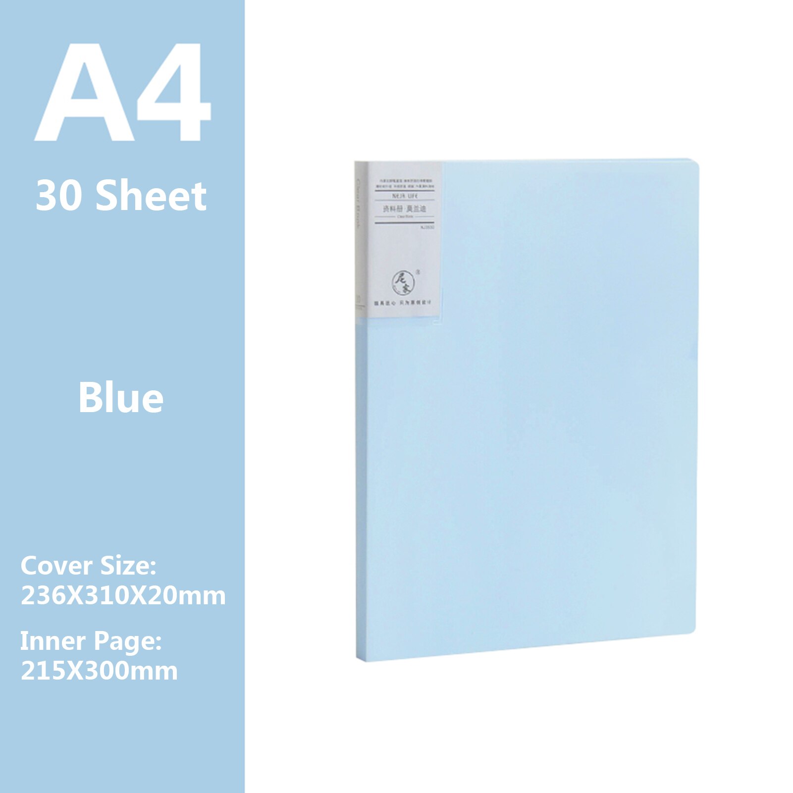 A4 Size Presentation Book Display Book Document Organizer Waterproof with 30-Pocket Sheet Protector for Business Office School: Blue-30