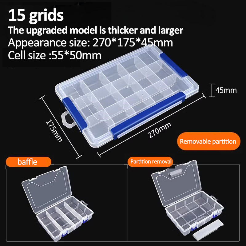Transparante plastic doos Grote capaciteit Compartiment Organizer Box Onderdeel Gereedschapskist Meercellige materiaal Model Accessoires Opbergdoos: Rood
