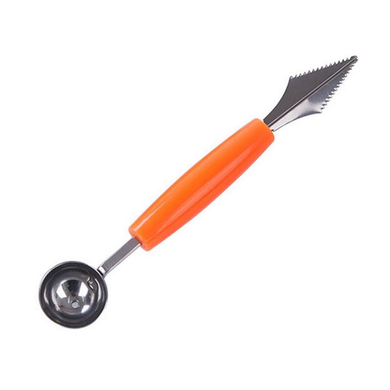 Cuchara de excavación de fruta, plato separador de pulpa, cuchillo de tallado, juego de tres piezas, removedor de doble cabeza, bola de acero inoxidable: B02