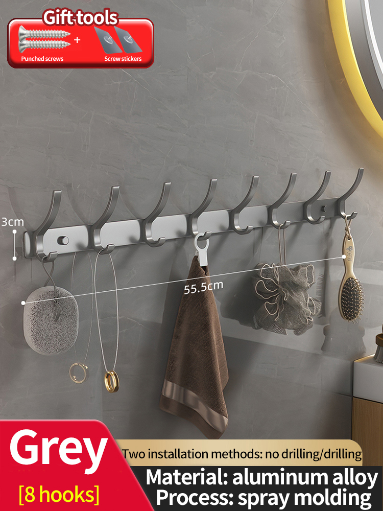 no drill Door Behind Hook Storage Wall Hanging Clothes Hanger Coat Hook Punch-free Hanger Bedroom Organizer Storage Kitchen Acce: Clear