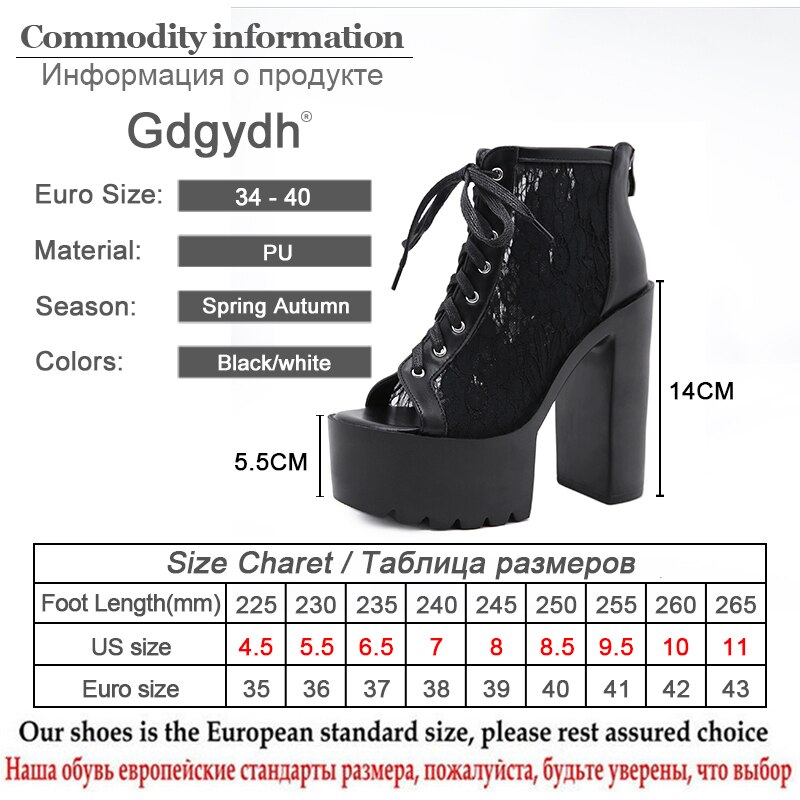 Gdgydh Peep Toe Enkellaars Voor Vrouwen Hoge Hakken Schoenen Model Party Lace Up Wedding Schoenen Voor Vrouwen Bruid Wit rubberen Zool