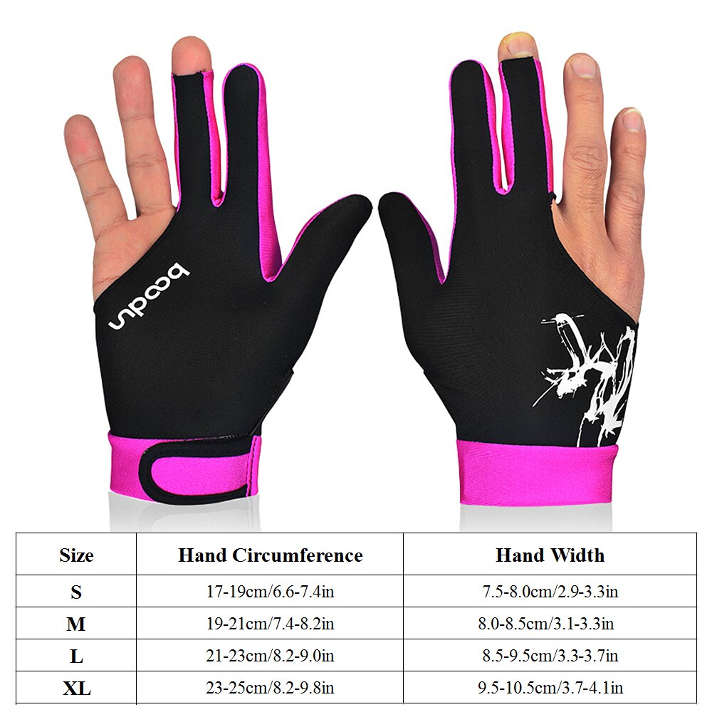 BOODUN 1 Stück Billard Handschuh 3 Finger Warteschlange Sport Handschuh Männer Frauen Billard Schützen Rechts Verknüpfungen Austauschbar Snooker Handschuhe
