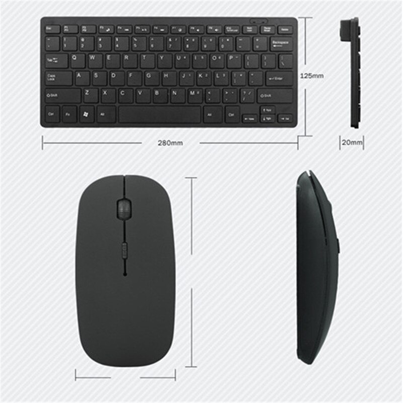 Wireless 2.4Ghz Multimedia Wireless Keyboard Mouse Combos Ultra Thin Waterproof Silent Mice For WindowsXP/7/8/10 PC Gaming TV