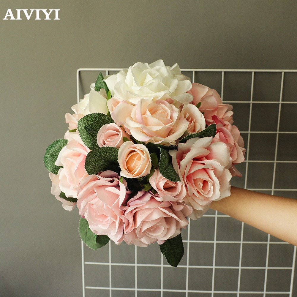 Øko rose bundt bryllup buket fest hjem dekoration falsk blomst juledekoration kunstige blomster plantas væg