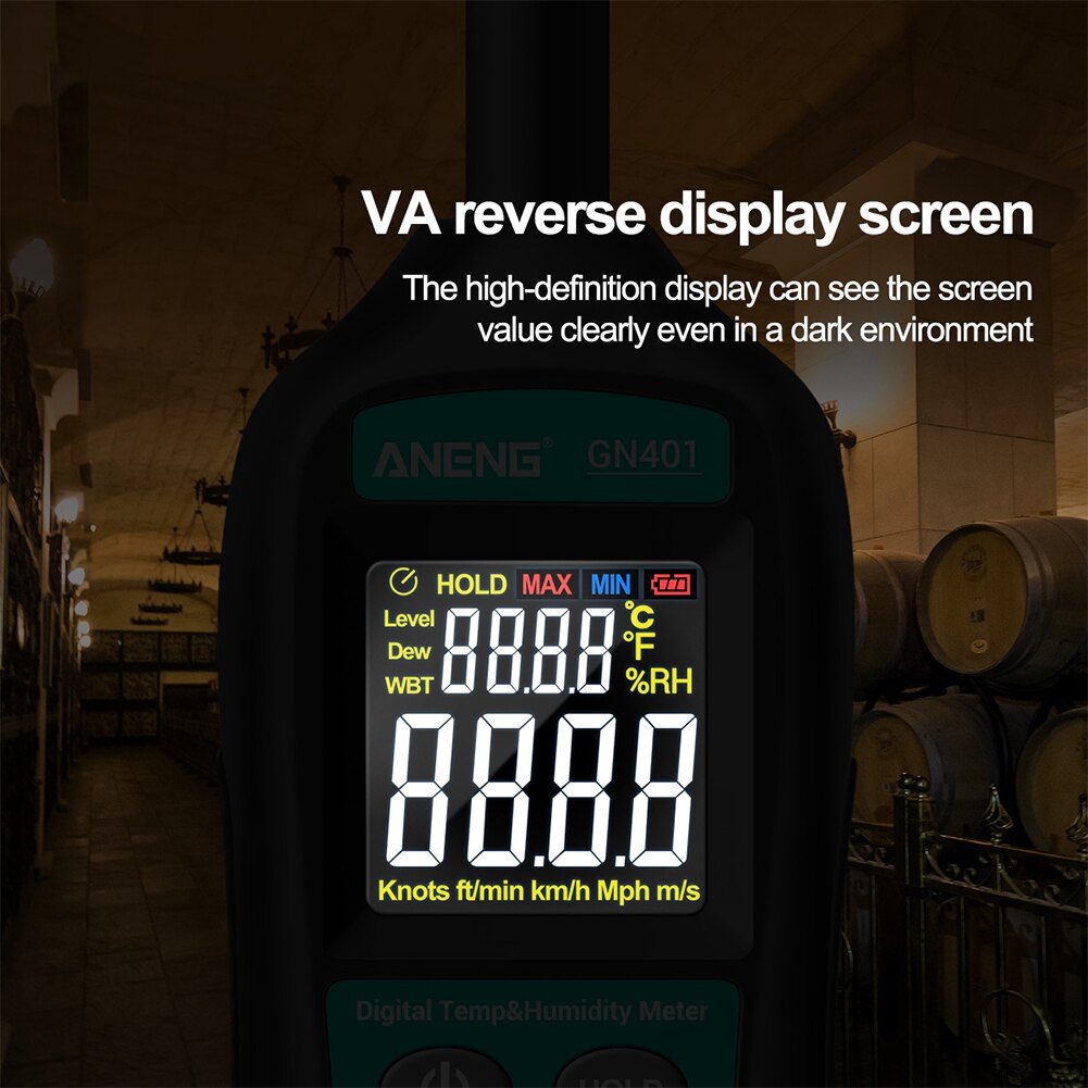 Portable Digital Display With Dew Point Multifunctional Temperature Humidity Meter Home Battery Powered 2 In 1 ABS LCD Backlight