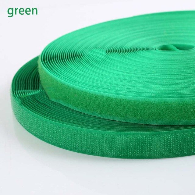 5 meter/par 20mm farverige kroge uden selvklæbende fastgørelse tape krog og løkke nylon magisk tape kabelbindere gør-det-selv-tilbehør: Grøn 20mm 5 meter