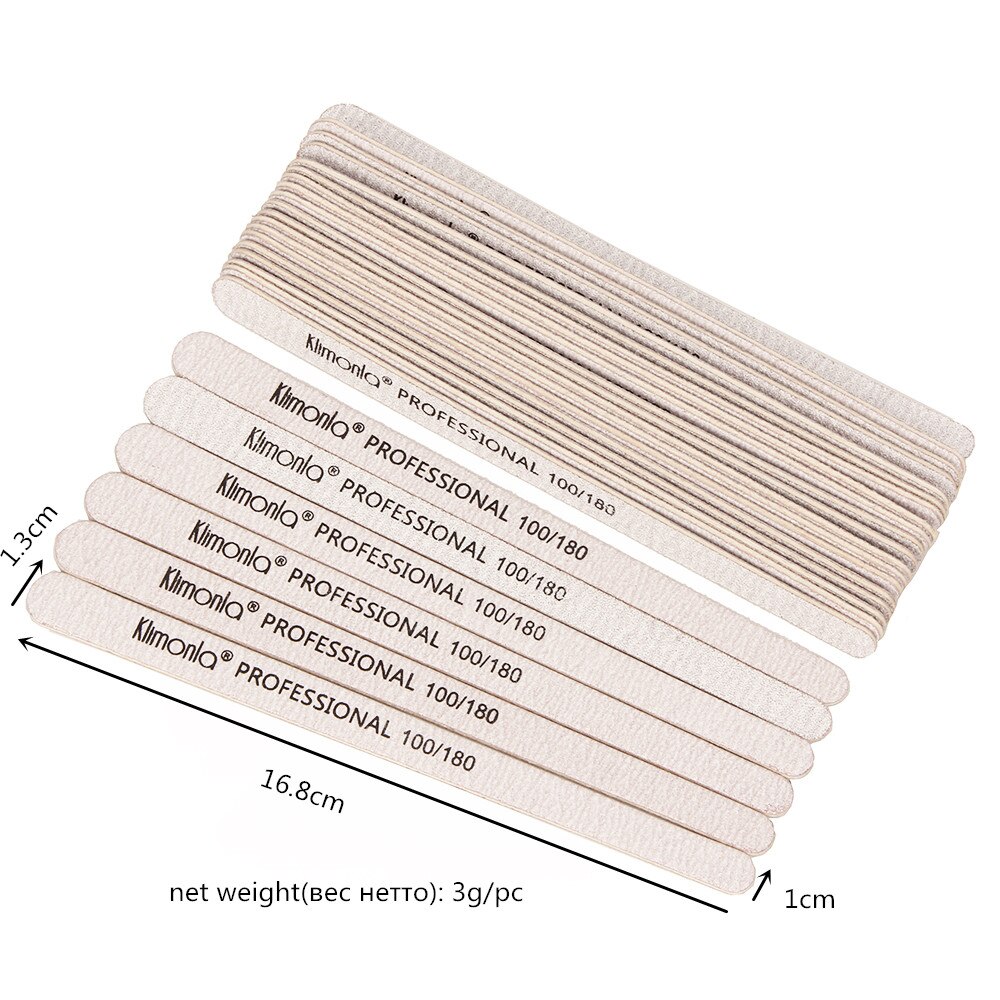 20 stk/parti klimonla neglefiler sandpapir negleslibeblanding 100/180 180/240 korn træ grå neglepleje manicure gør-det-selv fil salon