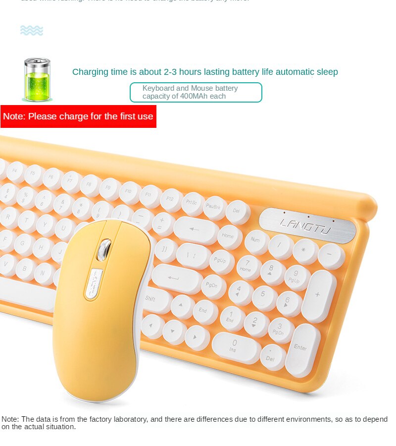 Smart Sleep Rechargeable Wireless Mouse and Keyboard Set Silent Mouse Battery Keyboard Round Keys Keyboard PC Computer Keyboards