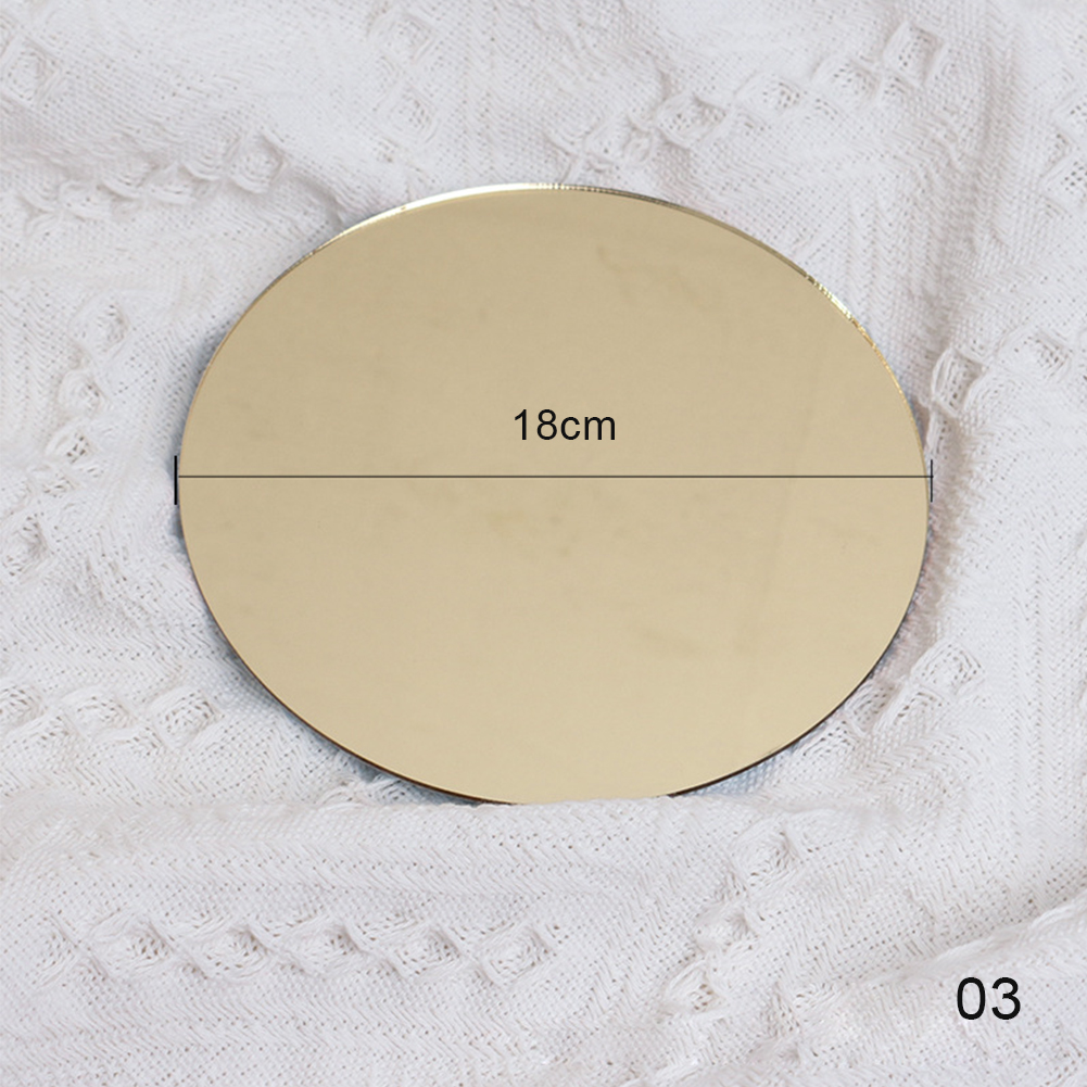 Ins Photo Props Acrylic Mirror Reflection Board Reflector Photography Props Shooting Background Ornaments Posing Photo Props: 03 Gold-18cm