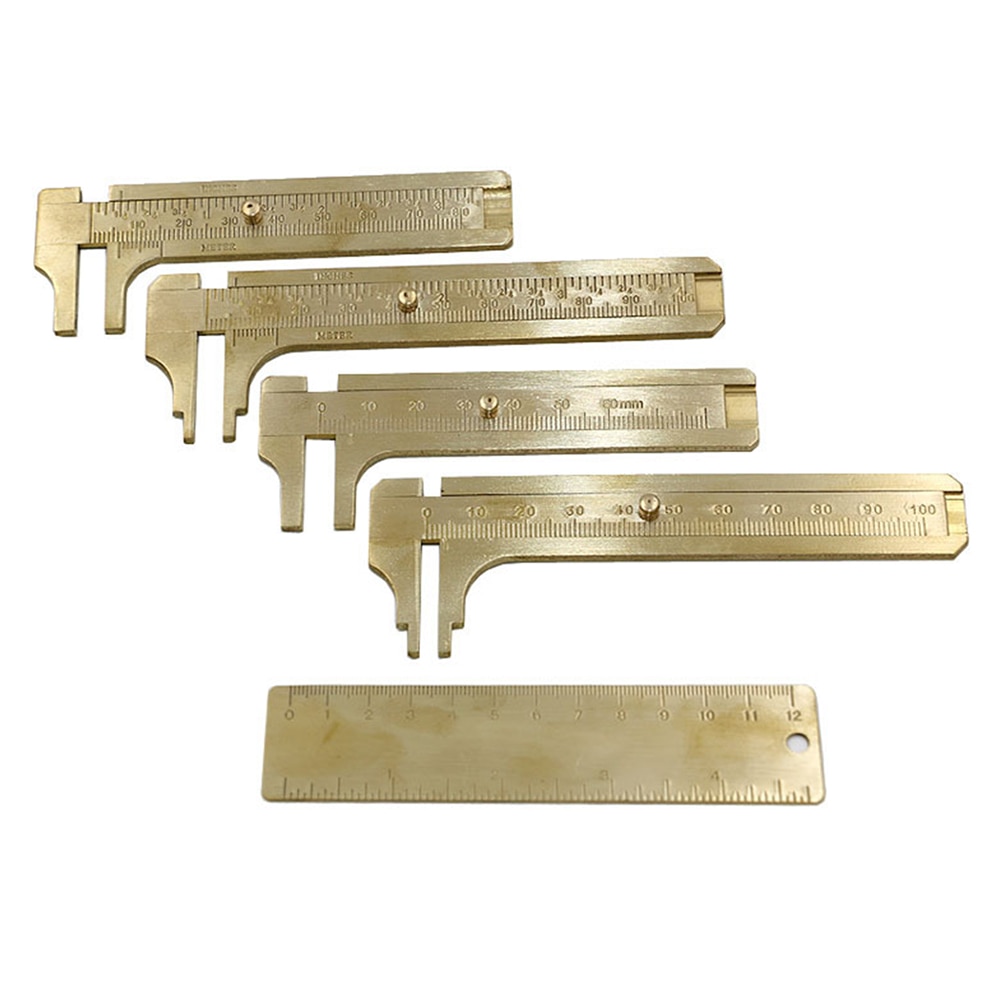 Metal measuring ruler Mini brass caliper pure copper vernier dual-scale portable retro Double scale Measuring Tools