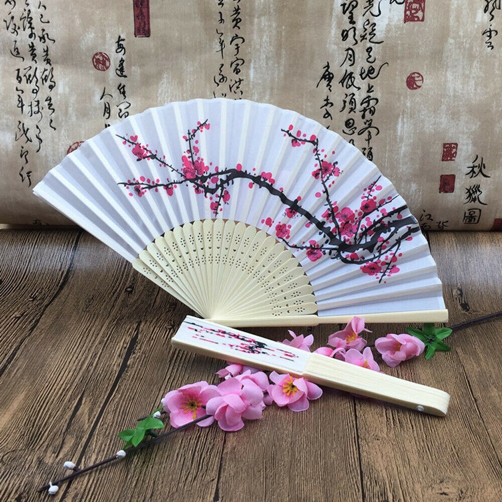 Chinese Pruimenbloesem Fan China Traditionele Bamboe Vouw Fans Thuis Bruiloft Decor Art