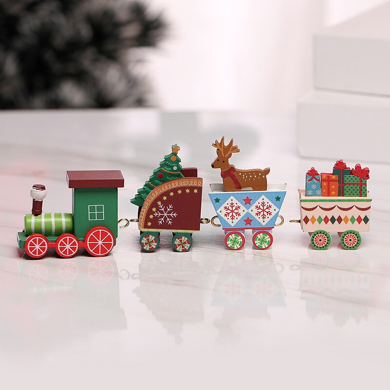 Cute Christmas Wood Small Train Toy Festival Home Decoration Christmas Innovative for Kids Children Navidad 2021Childrens: Y01221 Color Four