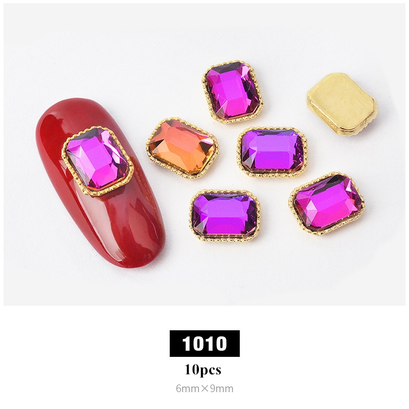 10 pièces breloque alliage Base 3D Nail Art strass décorations à dos plat brillant cristal bijoux diamants manucure accessoires: 1010