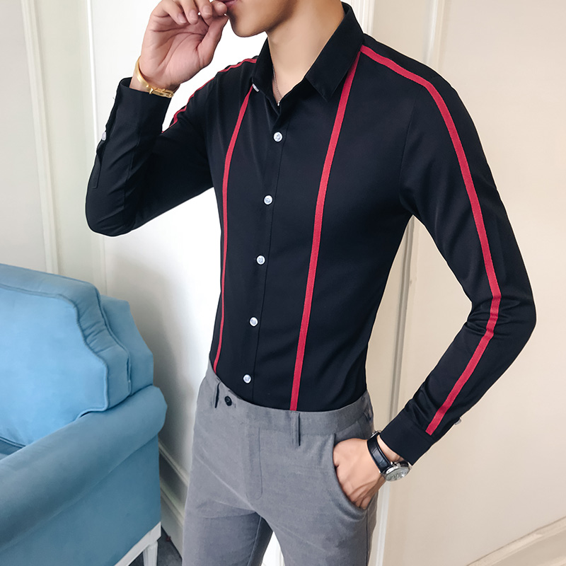 Plus size herre skjorte mærke slim fit casual mænds sociale skjorter lange ærmer virksomhed formelt slid fest kjole skjorter 5xl- s