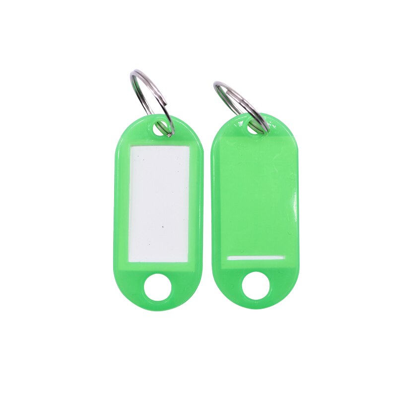 50 Uds etiquetas plásticas para llaves ID etiquetas llaveros anillo dividido llaveros numerados nombre equipaje etiquetas para llaves: 50pcs Green