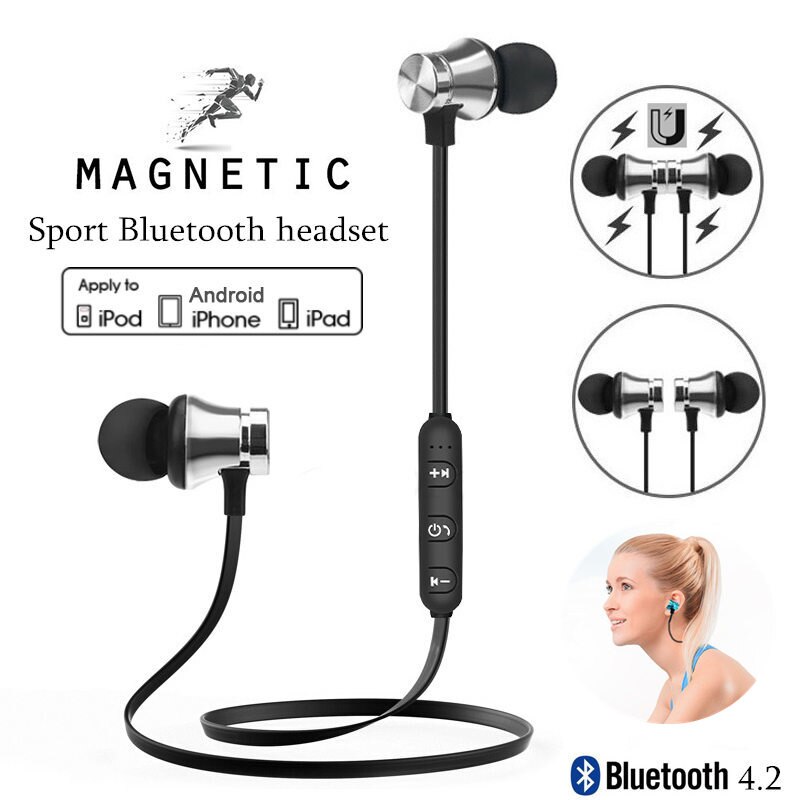 Bluetooth oordopjes sport nekband magnetische draadloze oordopjes stereo oordopjes muziek metalen koptelefoon met microfoon voor alle telefoons