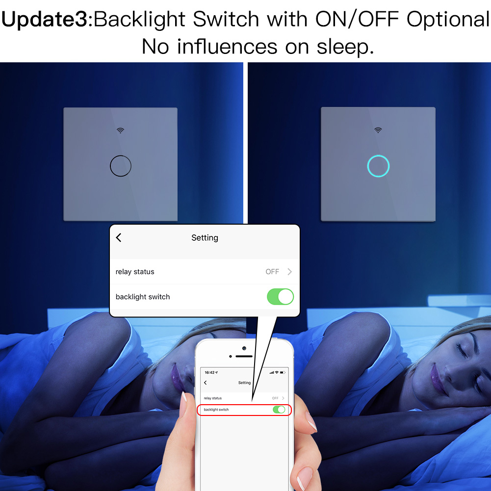 Upgraded WiFi Smart RF433 Touch Switch 2/3 Way Smart Life/Tuya App Control,Alexa Google Home Voice Control EU US 1/2/3 Gang