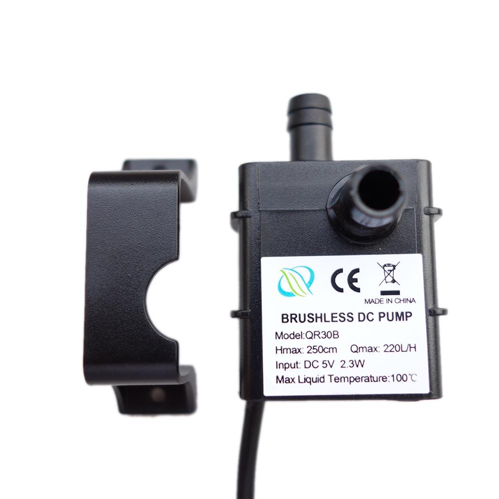 Low Noise QR30B DC 5V 2.3W 220L/H Flow Rate Waterproof IP68 CPU Cooling Car Brushless Water Pump