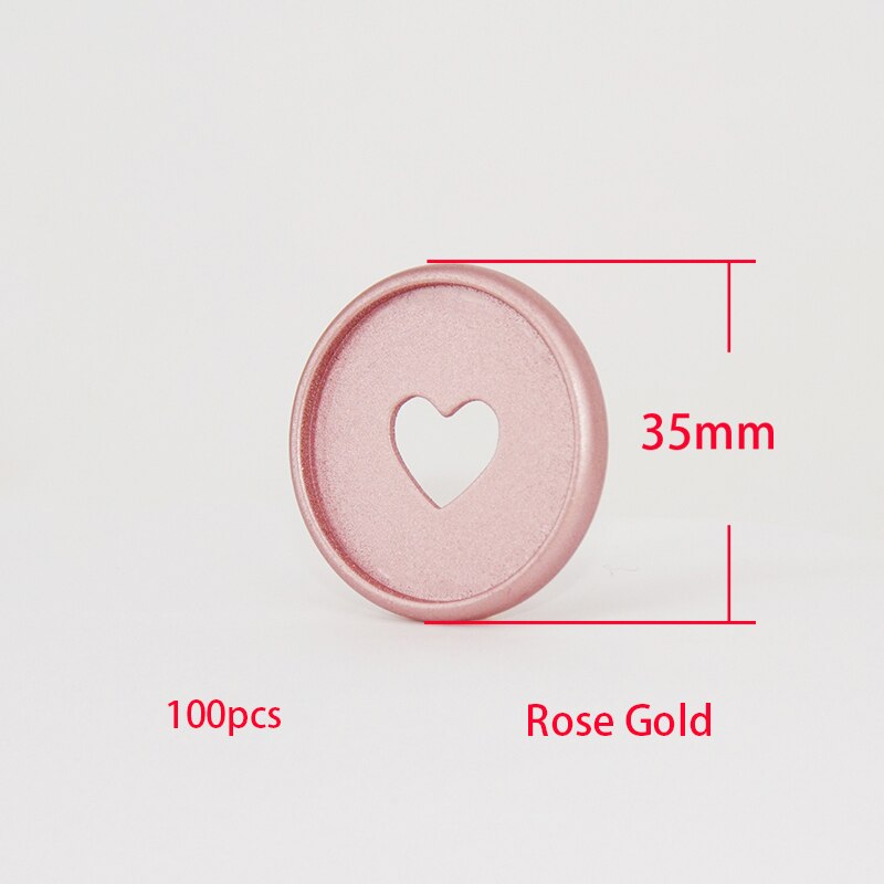 Discos de encuadernación para planificador de setas, anillas para cuaderno, accesorios para álbum de recortes, suministros escolares, 35mm, 100 Uds.: Rose Gold-100pcs