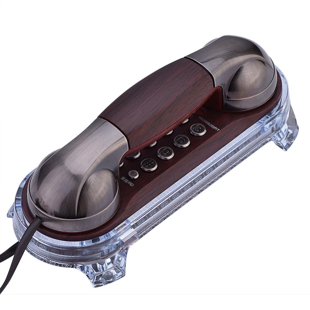 Retro Wall Mounted Telephone Corded Phone Landline Antique Telephone for Home Hotel telefono fijo para casa telefone: Red Brown