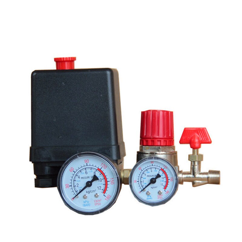 125 PSI Small Air Compressor Pressure Switch Control 15A 240V/AC Adjustable Air Regulator Valve Compressor Four Holes: Default Title