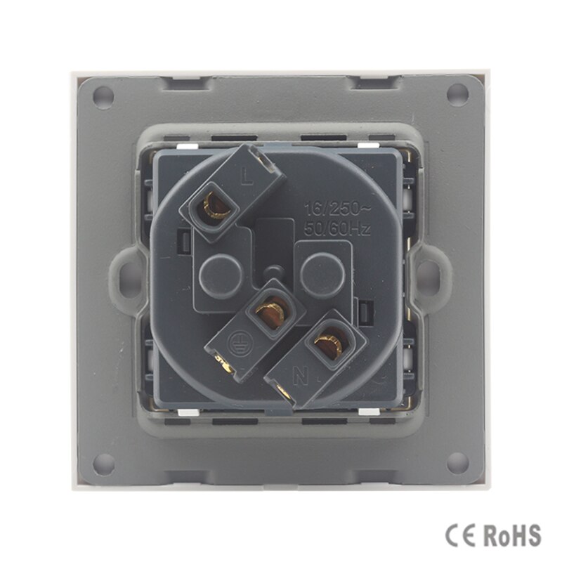 Outlet, Franse Standaard Stopcontact, GB-C7C1FR-1, White Crystal Glass Panel, AC 110 ~ 250 v 16A