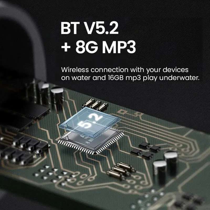 Ip68 helt vattentäta simhörlurar benledningsbaserade bluetooth-huvudband sport trådlös stereo  ip68 vattentäta  mp3 med minneskort