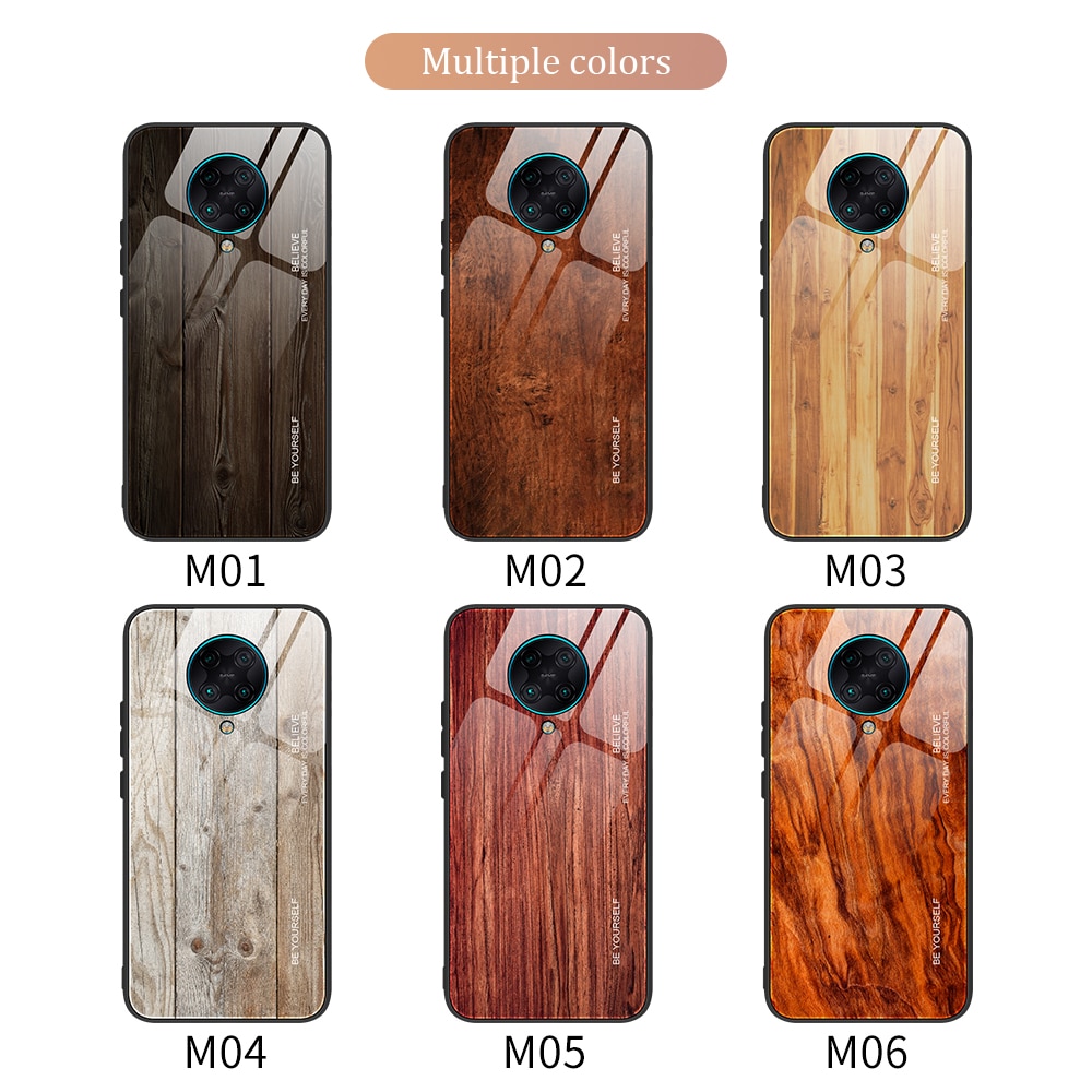 Voor Xiaomi Poco X3 Case Gehard Glas Houtnerf Beschermhoes Voor Xiaomi Poco X 3 Poco F2 Pro Poco X 3 Funda