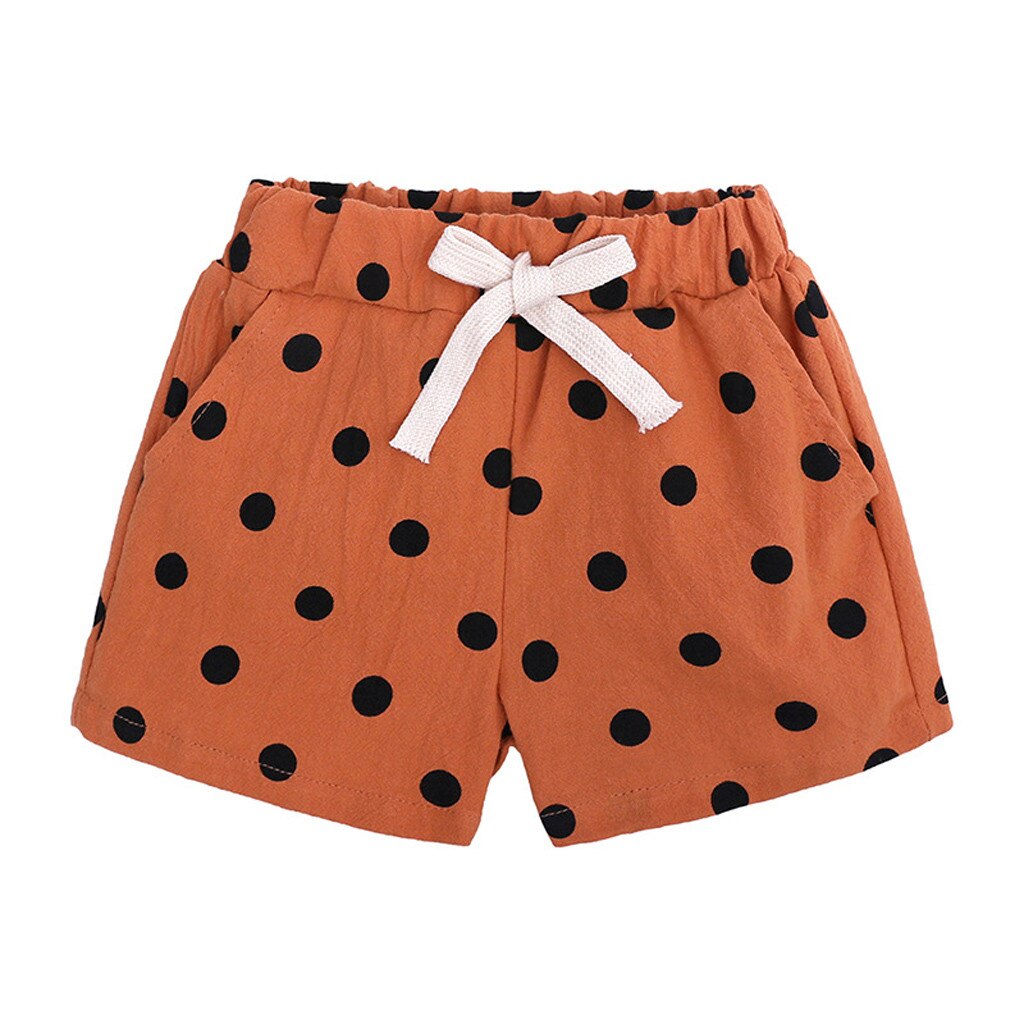 ARLONEET – short en coton à pois pour bébés filles, vêtements de plage, en dentelle, nœud papillon, ample, taille élastique, pantalons courts, été,: OR / 4T