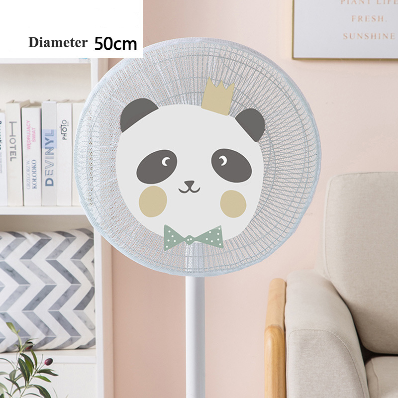 Cute Printed Electric Fan Cover for Baby Kid Finger Protector Safety Mesh Net Cover Children Hand-protected Fan Guard Dust Cover: Panda-50cm